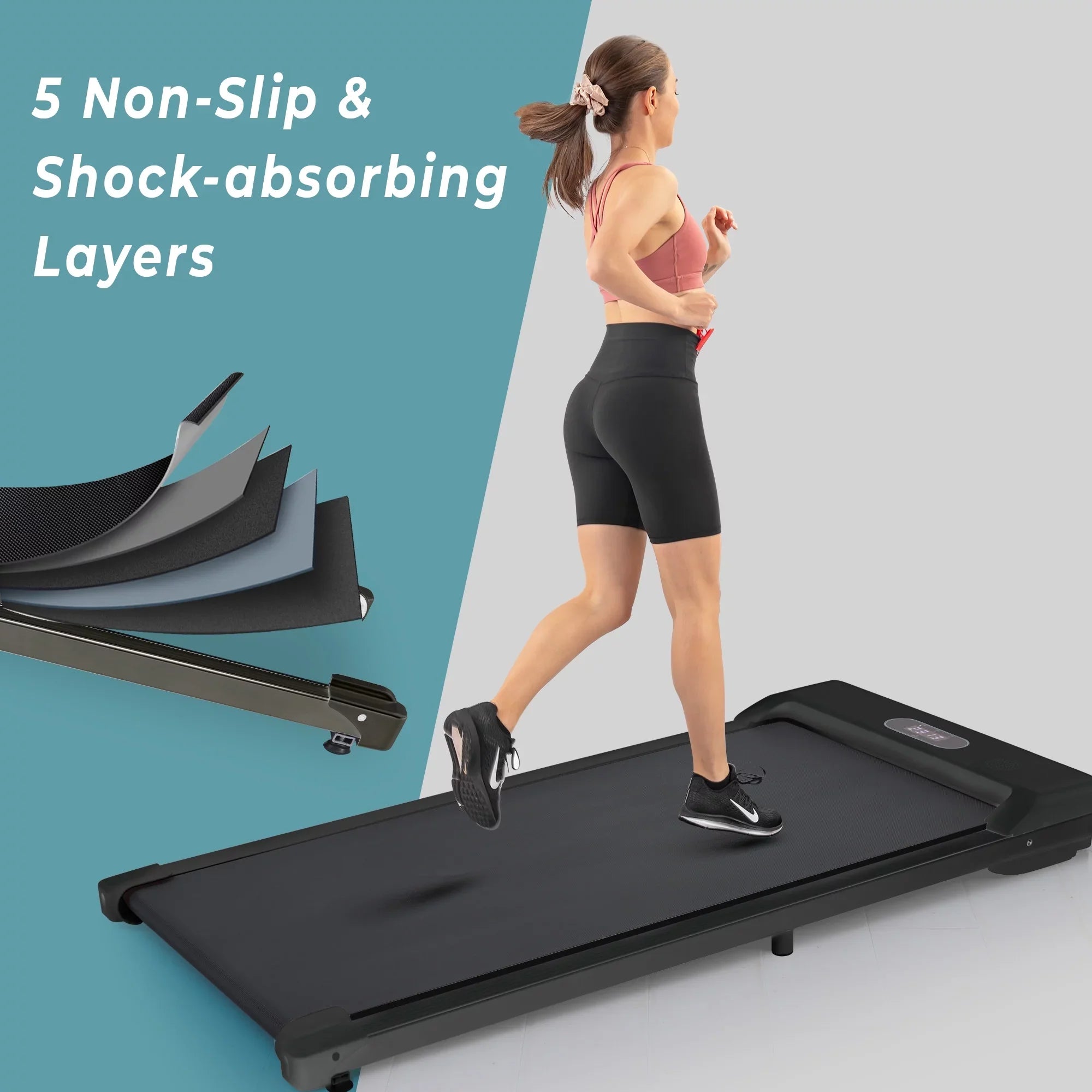 Walking Pad Treadmill, BTMWAY Ultra-Quiet Under Desk Treadmill for Home Office Gym Use, 2.5HP Electric Treadmill with Bluetooth APP/speaker/Remote Control/Display, 2 in 1 Portable Walking Pad