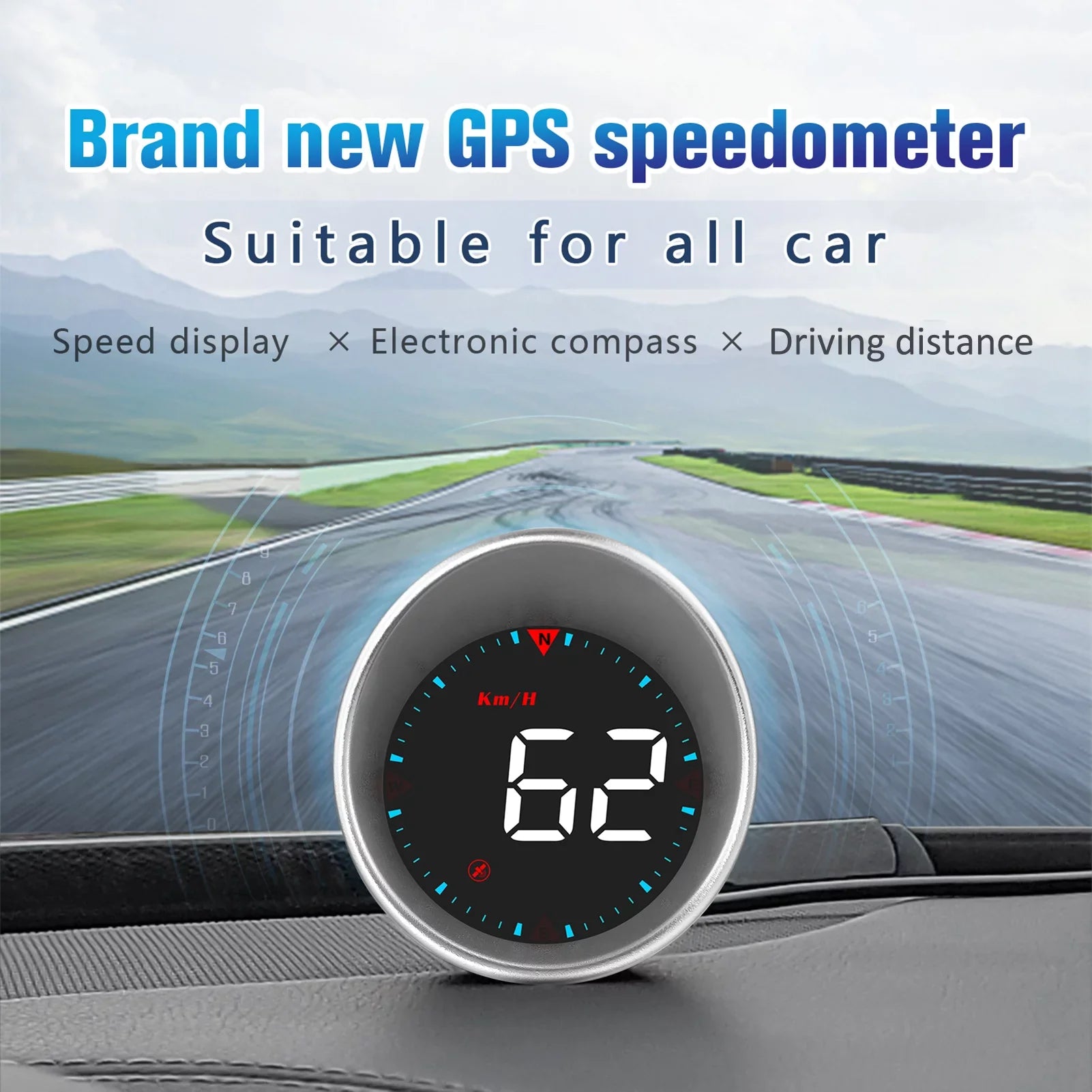 Car Head-up Display Digital Speedometer Display Driving Mileage, Compass Angle, Overspeed and Fatigue Driving