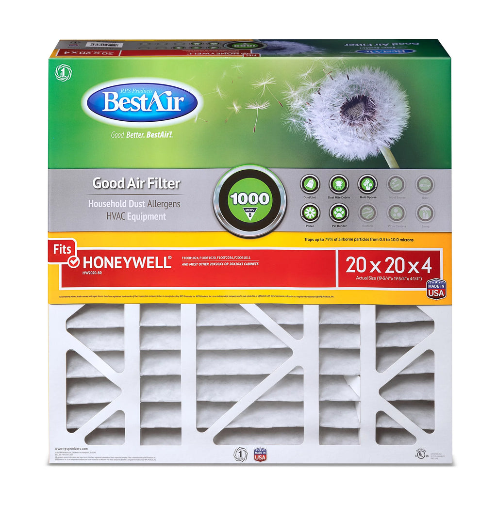 BestAir HW2020-8R Honeywell 20x20x4 Series 1000 MERV 8 Furnace Filter