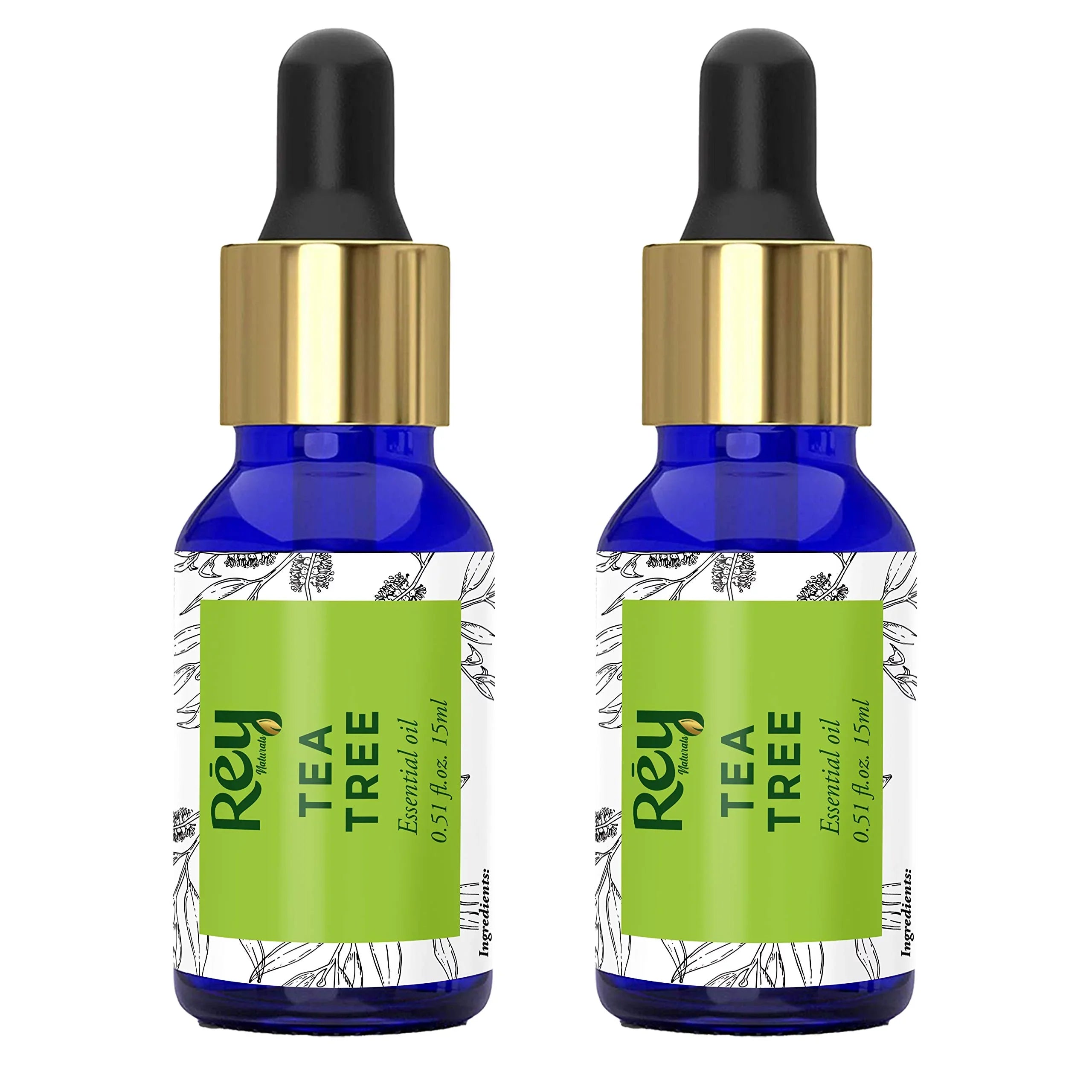 Rey Naturals Tea tree oil for Aromatherapy - Tea Tree Essential Oil for Healthy Skin, Face, and Hair - 100% Organic Remedy for Dandruff, Acne - 30 ml