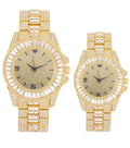 King and Queen Bling'ed Out His and Hers Hip Hop Matching Watch Set - Perfect for Today's Power Couple on Point - ST10327ML His/Hers (ST10372Gold Gold)