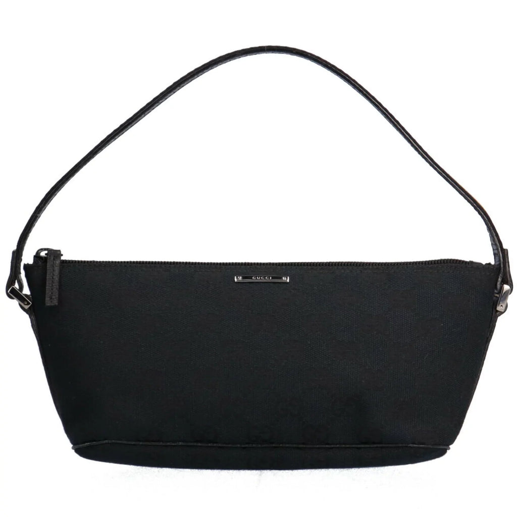 Pre-Owned Gucci sherry handbag GG canvas black ladies GUCCI (Good)