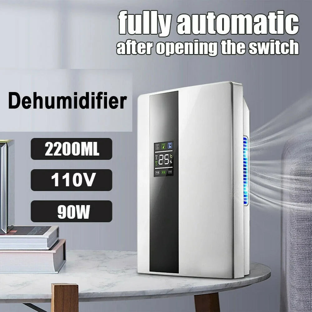 TOOL1SHOoo Portable 2200ml Ultra Quiet Dehumidifier with LCD and Remote Water Tank Dehumidifier