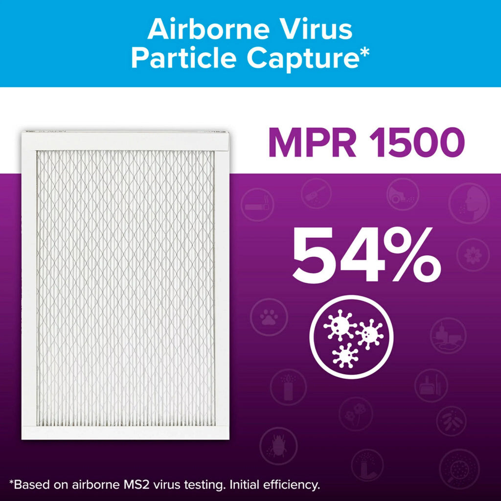 Filtrete by 3M, 20x22x1, MERV 12, Advanced Allergen Reduction HVAC Furnace Air Filter, Captures Allergens, Bacteria, Viruses, 1500 MPR, 4 Filters
