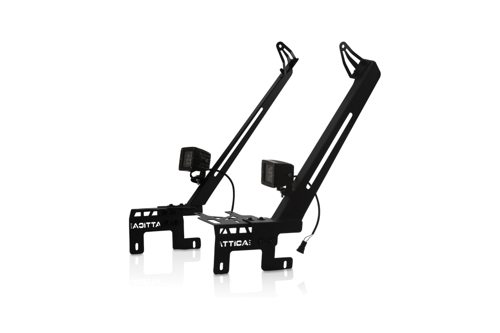Attica 2018-2024 Fits Jeep Wrangler JL 2019-2024 Gladiator JT A Pillar Light Mount Bracket Powder Coated Steel ATTJL01E104-BX