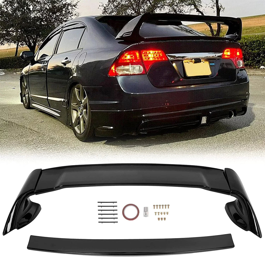 Rear Trunk Spoiler Wing Matching with 2006-2011 Honda Civic 4 Door Sedan ABS Trunk Spoiler Wing Painted Gloss Black