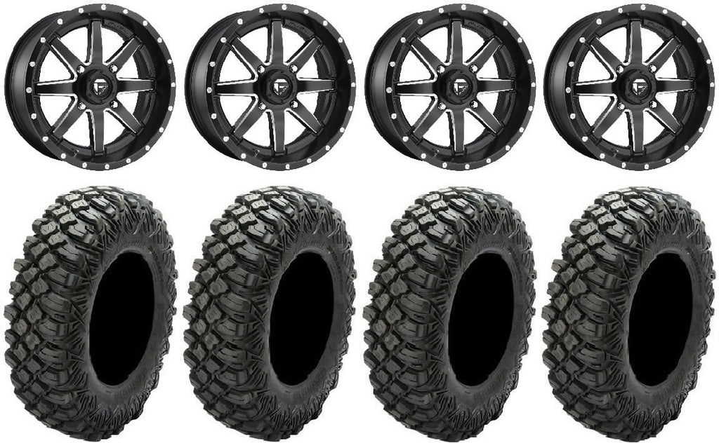 Fuel Maverick Black 16" Wheels 33" Crawler XG Tires Kawasaki Teryx Mule