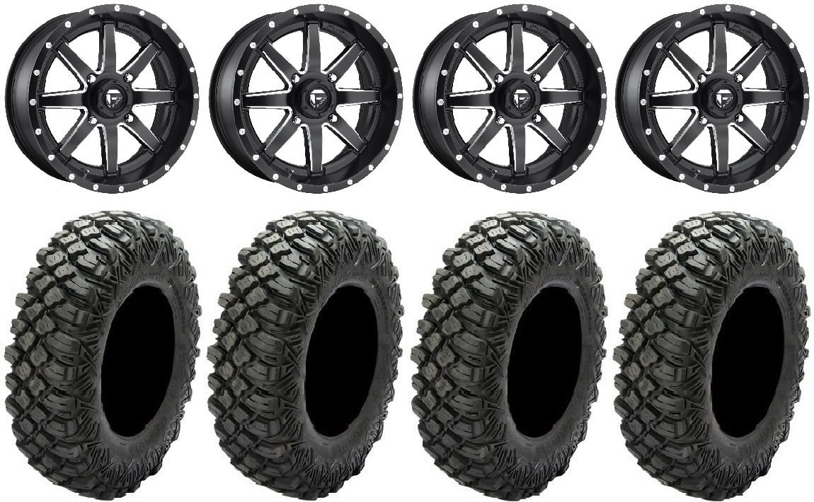Fuel Maverick Black 16" Wheels 33" Crawler XG Tires Kawasaki Teryx Mule