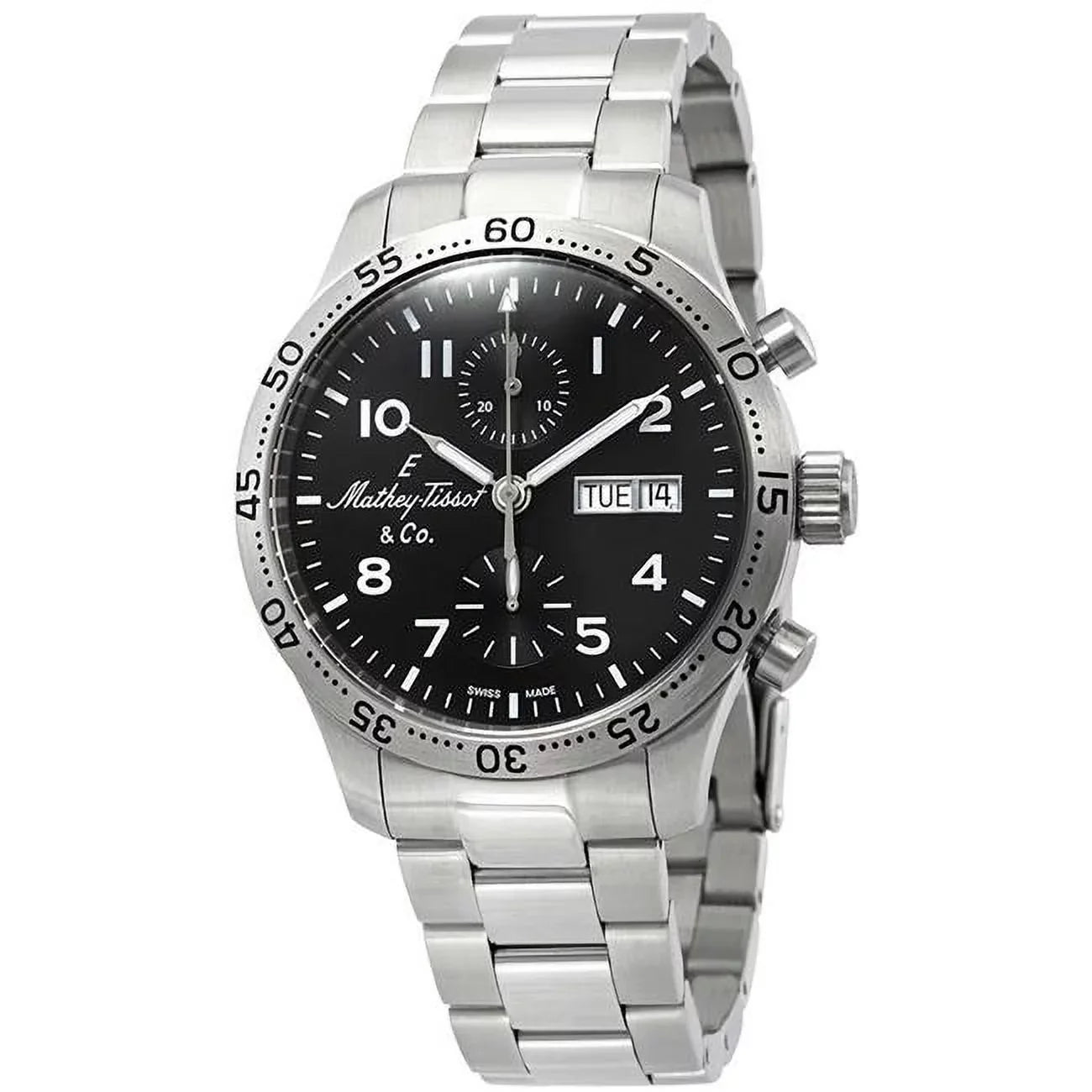 Mathey-Tissot Type 21 Chrono Automatic Chronograph Black Dial Men's Watch H1821CHATNG