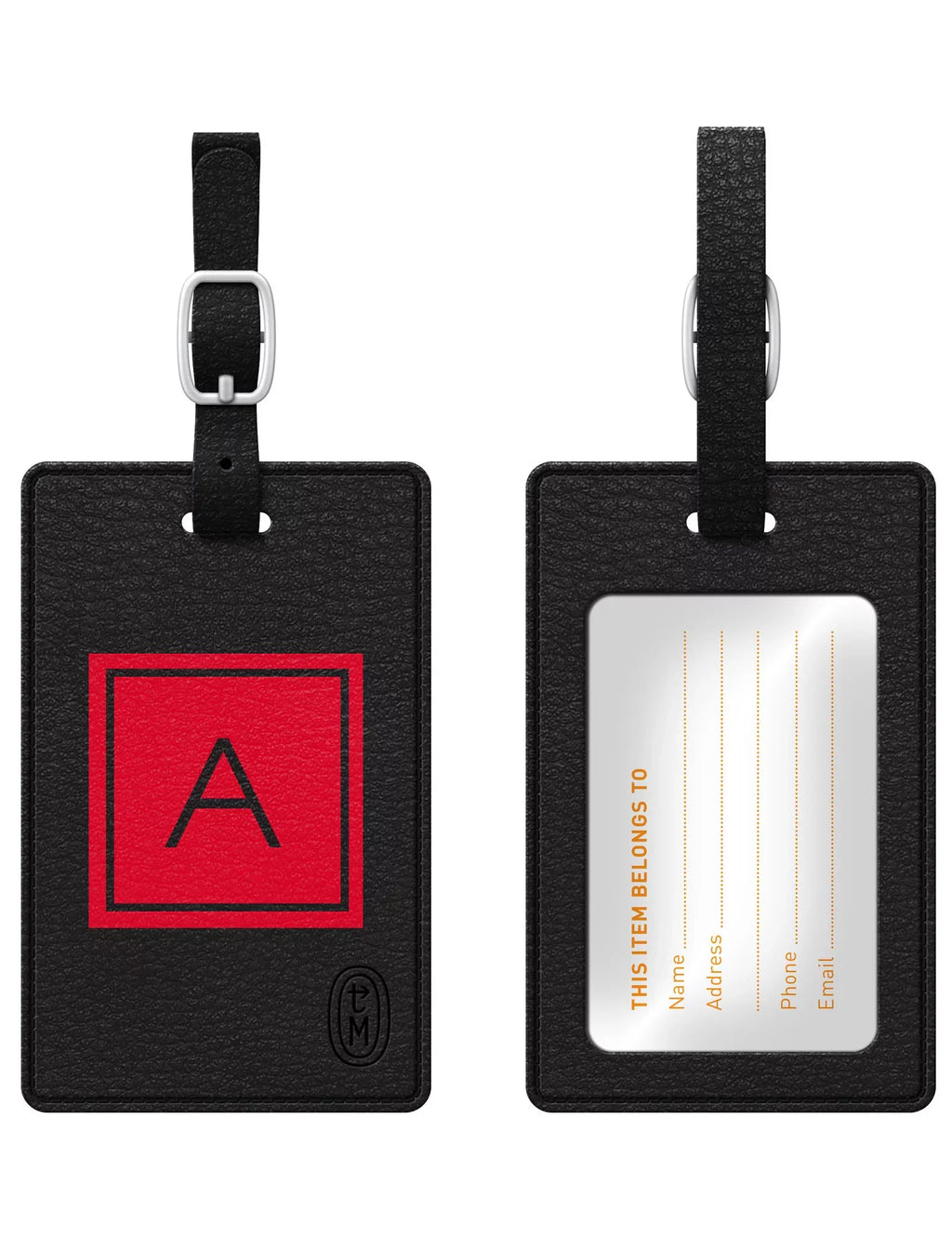 Centon OTM Monogram Leather Bag Tag Inversed Black Fire A TAGV1BLK-M06F-A