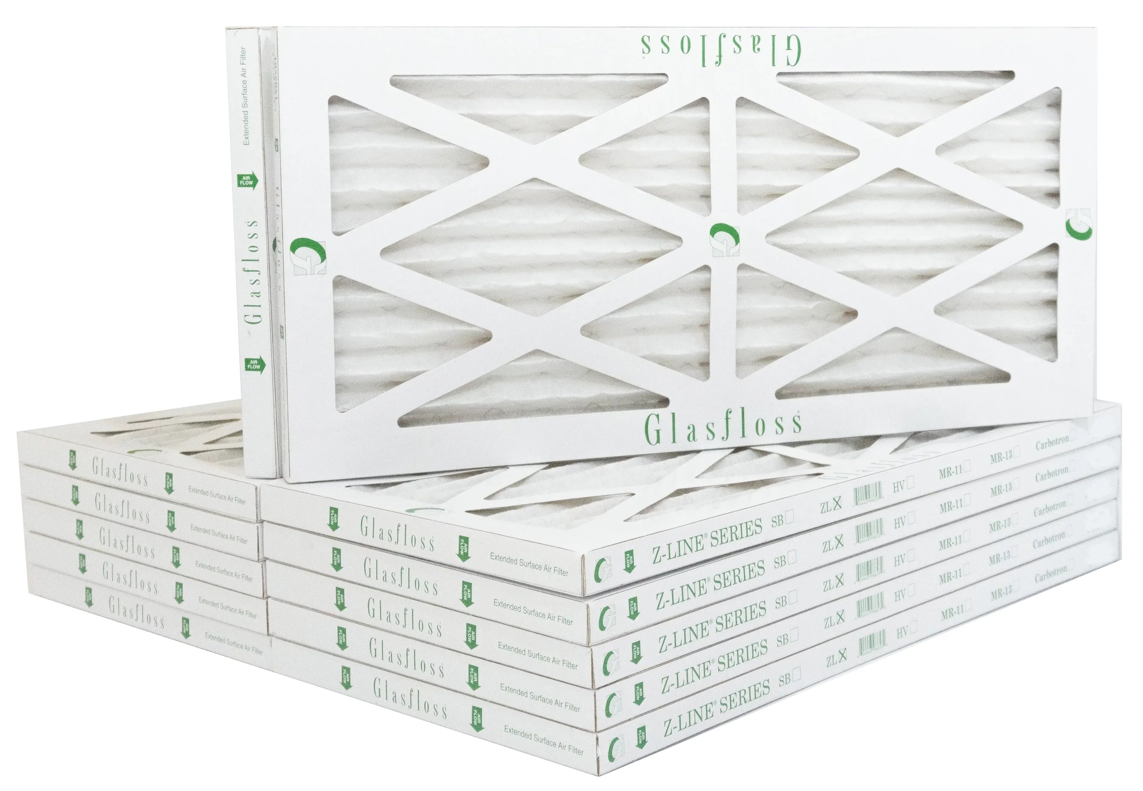 Glasfloss 12x18x1 - MERV 10 -Qty:12 - Furnace Air Filter - Made in USA (Actual Size: 11.5 x 17.5x7/8 inch)