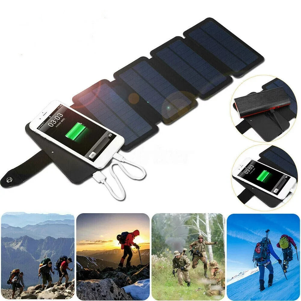 JLLOM Portable Solar Power Bank Mobile Phone Charger Panel Waterproof Outdoor Camping
