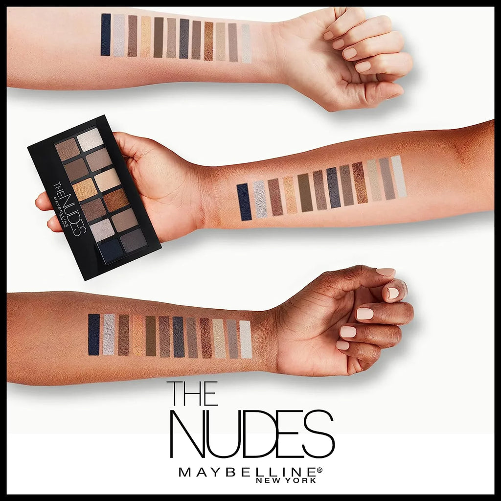 Maybelline The Nudes Eyeshadow Palette Makeup, 12 Pigmented Matte and Shimmer Shades, Blendable Powder, 1 Count