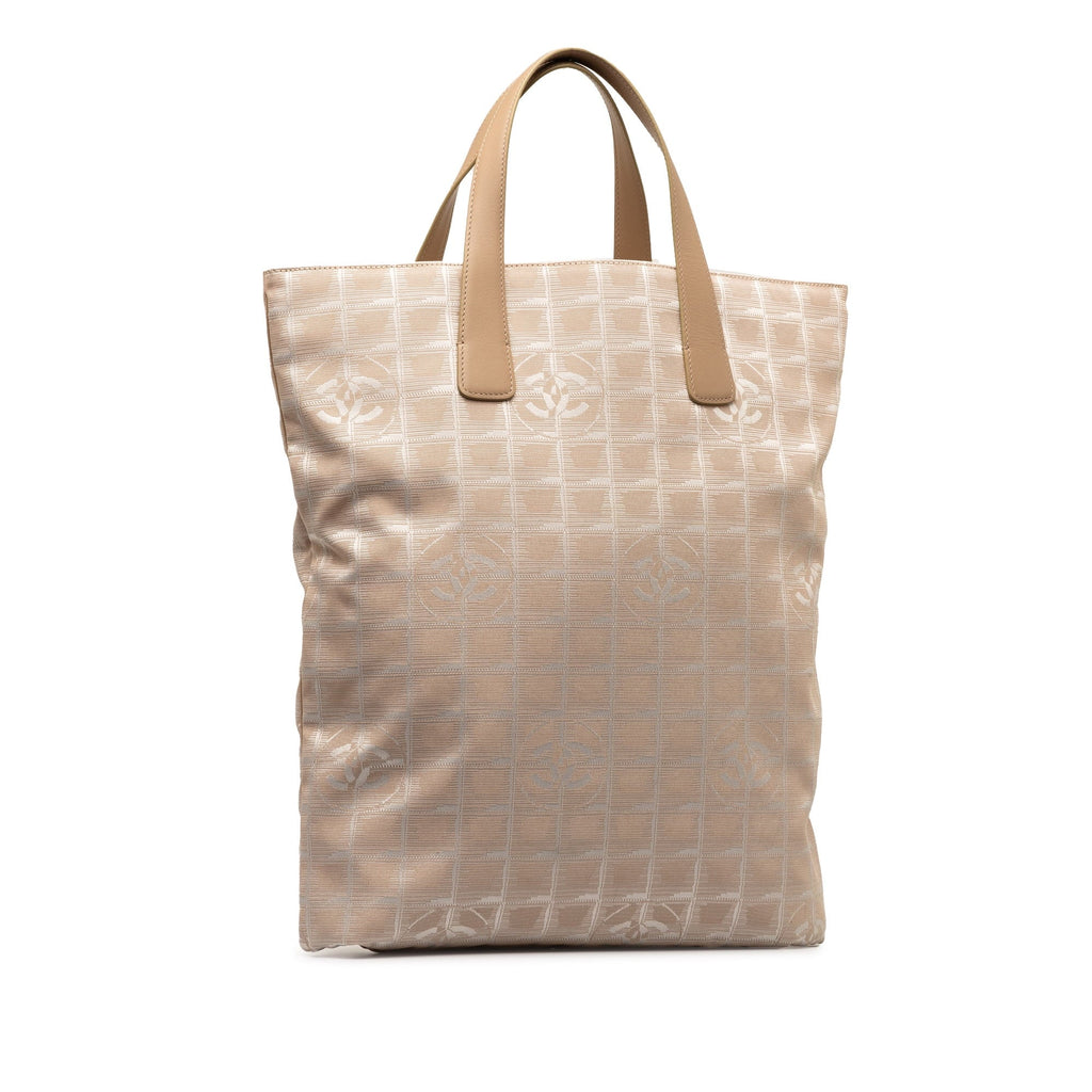 Pre-Owned Authenticated Chanel New Travel Line Tote Nylon Fabric Brown Tote Bag Unisex (Good)