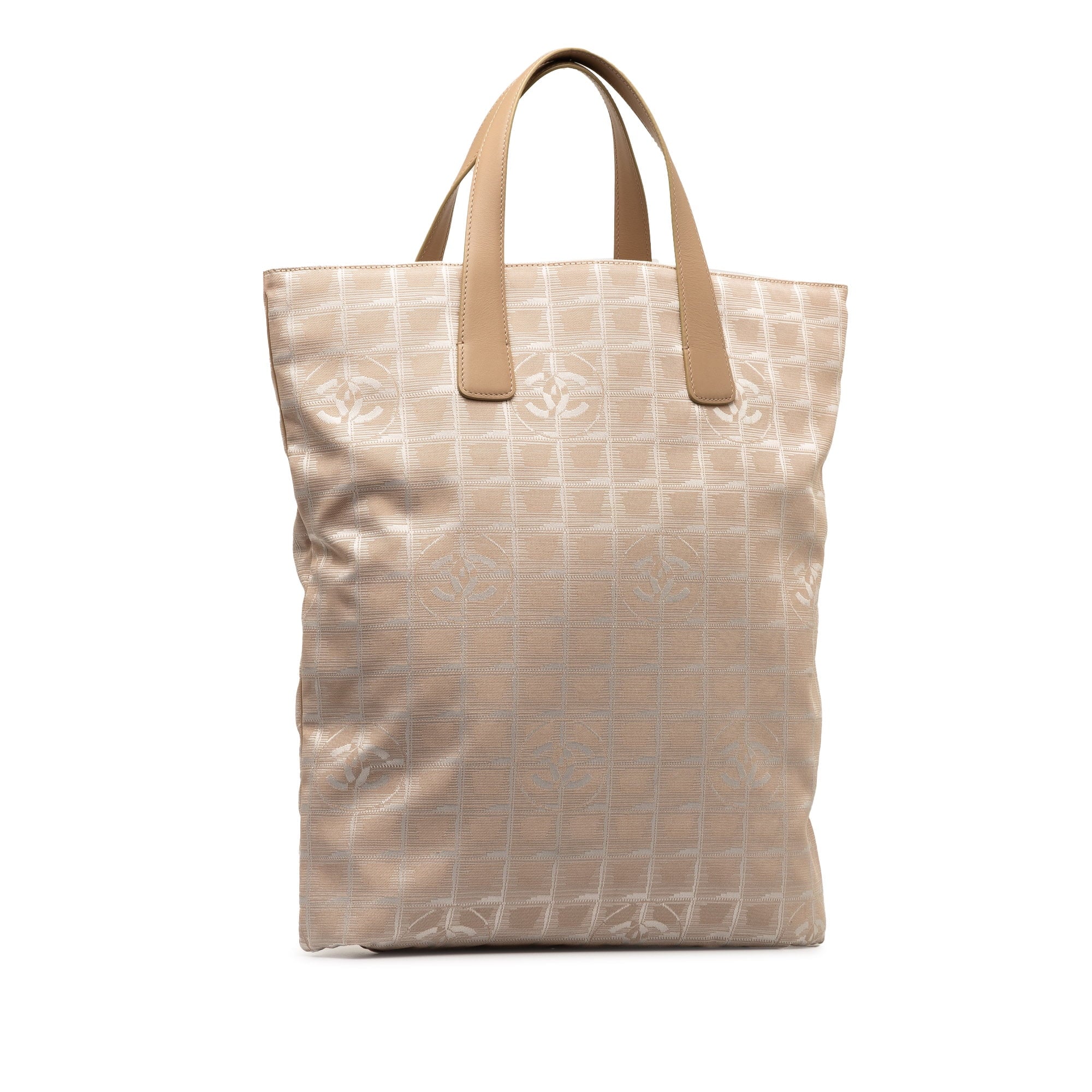 Pre-Owned Authenticated Chanel New Travel Line Tote Nylon Fabric Brown Tote Bag Unisex (Good)
