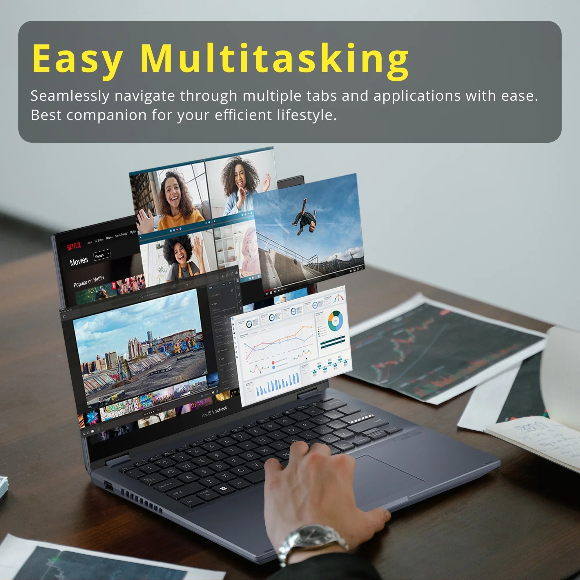 ASUS Vivobook S 14 Flip 14" FHD Touch Display, i5-12500H CPU, 8GB DDR4 RAM, 512GB SSD, NumberPad, Thunderbolt 4, Windows 11 Home, Quiet Blue, Hotface 32GB USB Card
