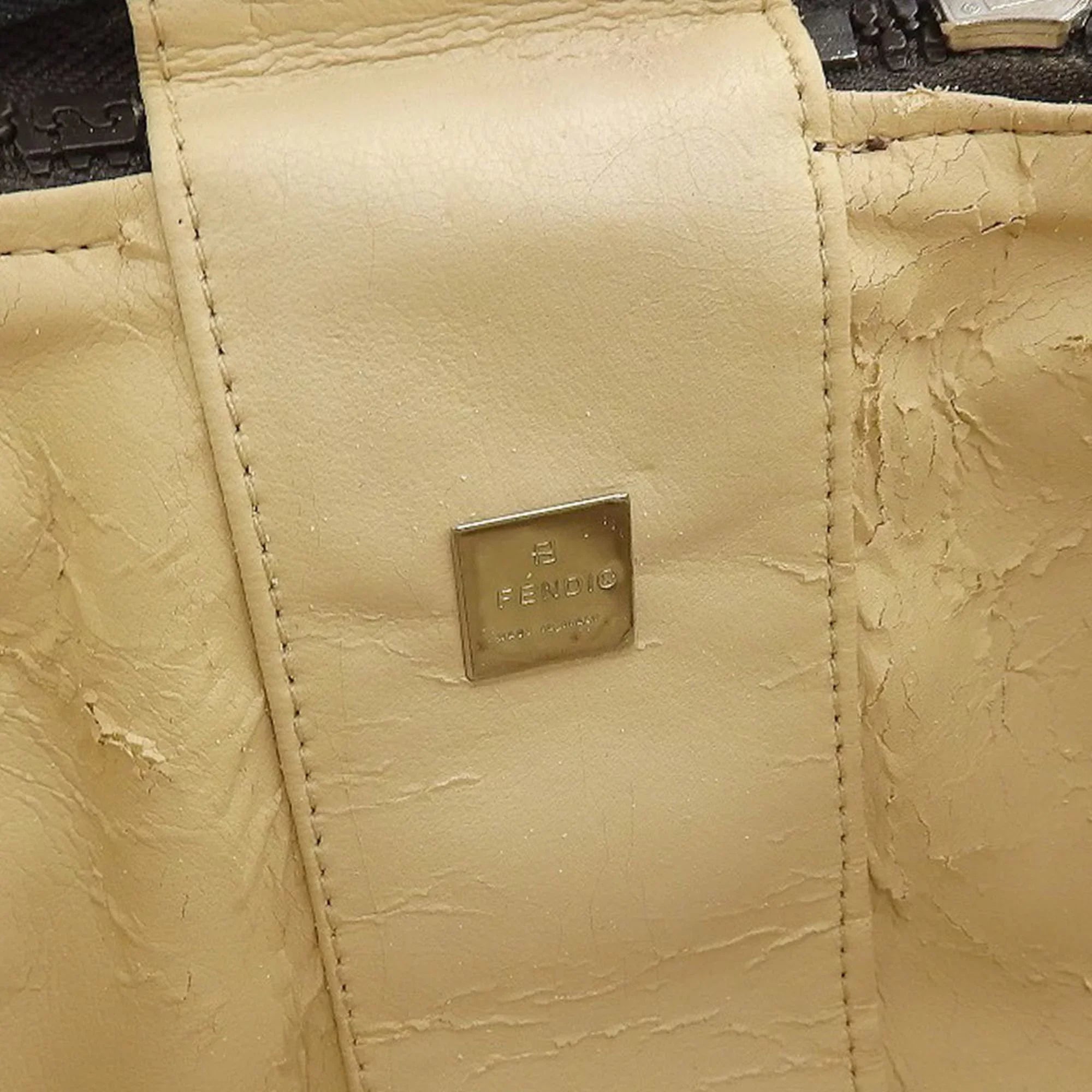 Pre-Owned FENDI Zucca Pattern FF Vanity Bag Handbag Pouch Canvas Brown (Fair)