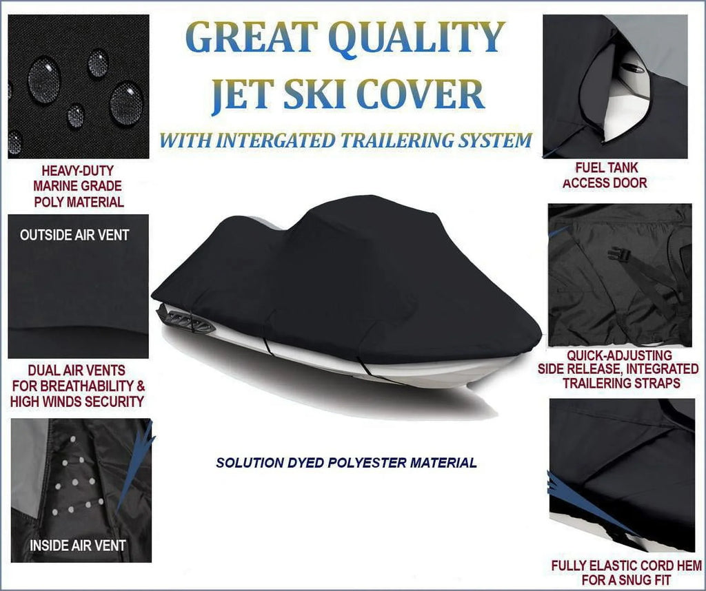 BLACK 600 DENIER JetSki Coating Fitting for Kawasaki ULTRA 150 130 DI 1998 1999 2000 2001 2002 2003 2004 2005 Jet Ski Watercraft Shield 2 Seater