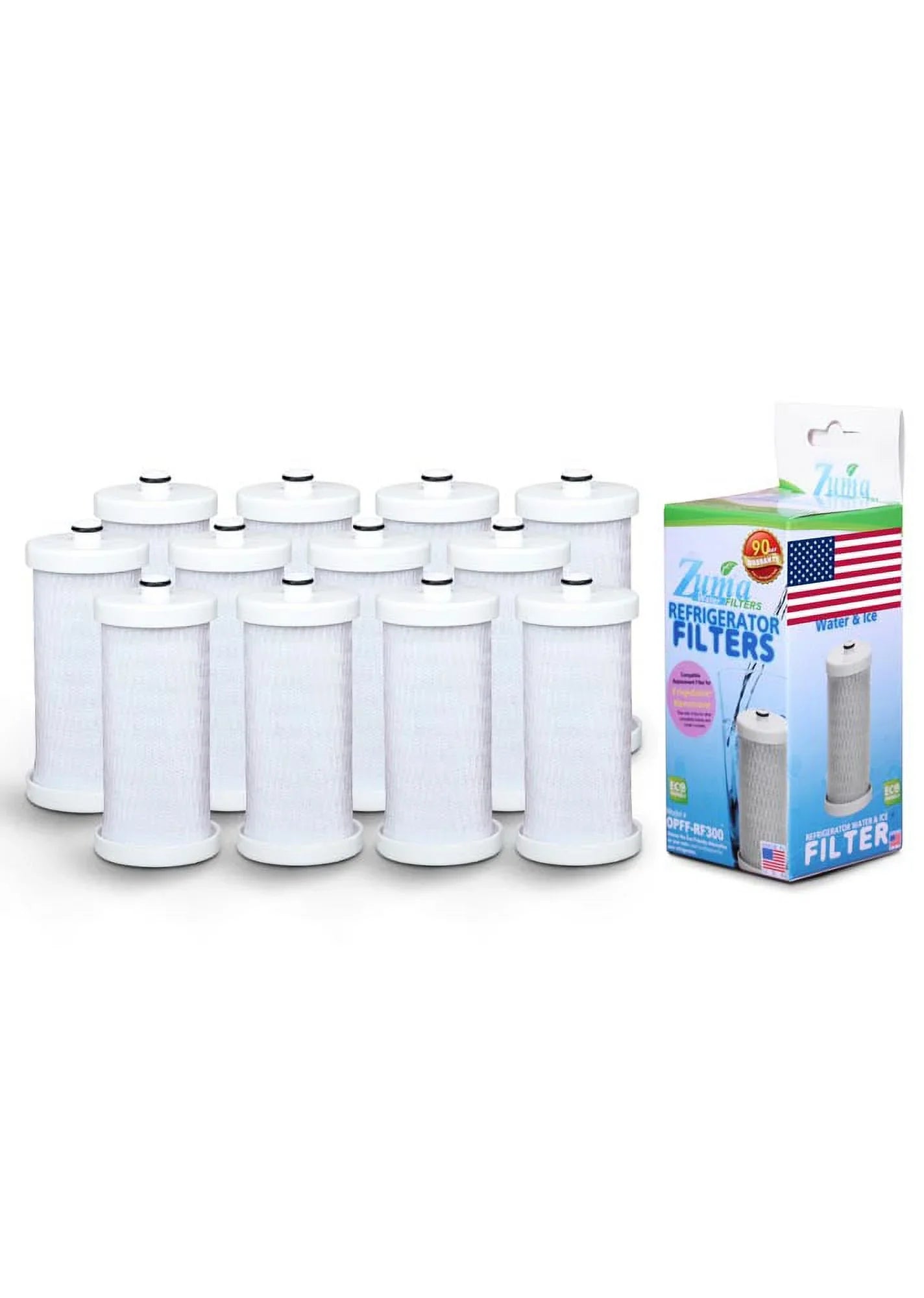 ZUMA Brand , Water and Ice Filter , Model # OPFF-RF300 , Matching with Frigidaire® WF1CB - 12 Pack - Made in U.S.A.