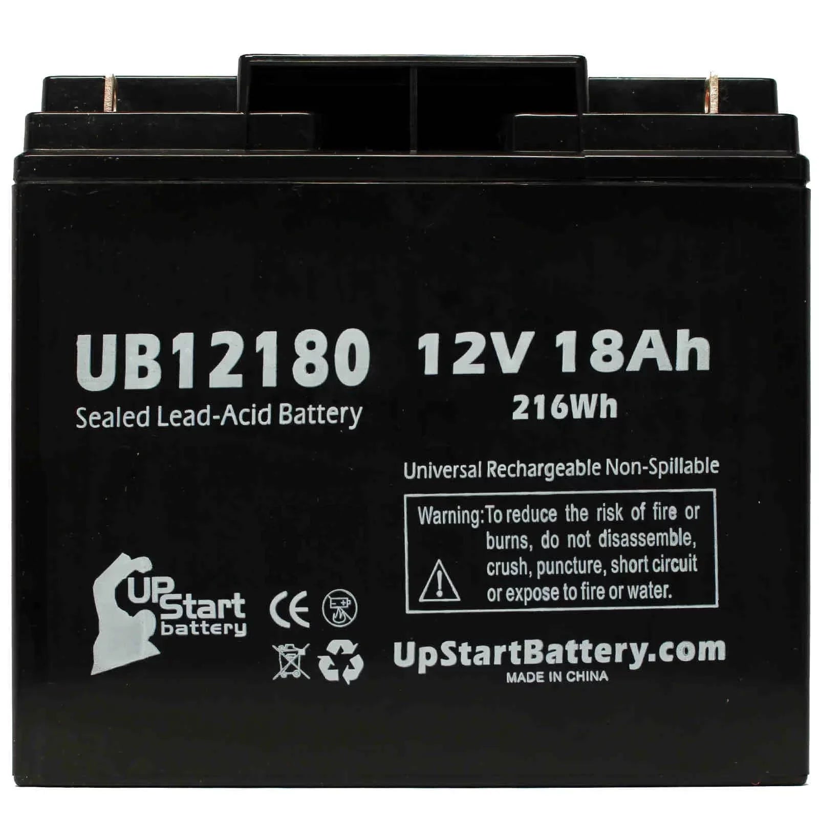 4x Pack - Matching CSB BATTERY OF AMERICA GP12150F Battery - Replacement UB12180 Universal Sealed Lead Acid Battery (12V, 18Ah, 18000mAh, T4 Terminal, AGM, SLA)