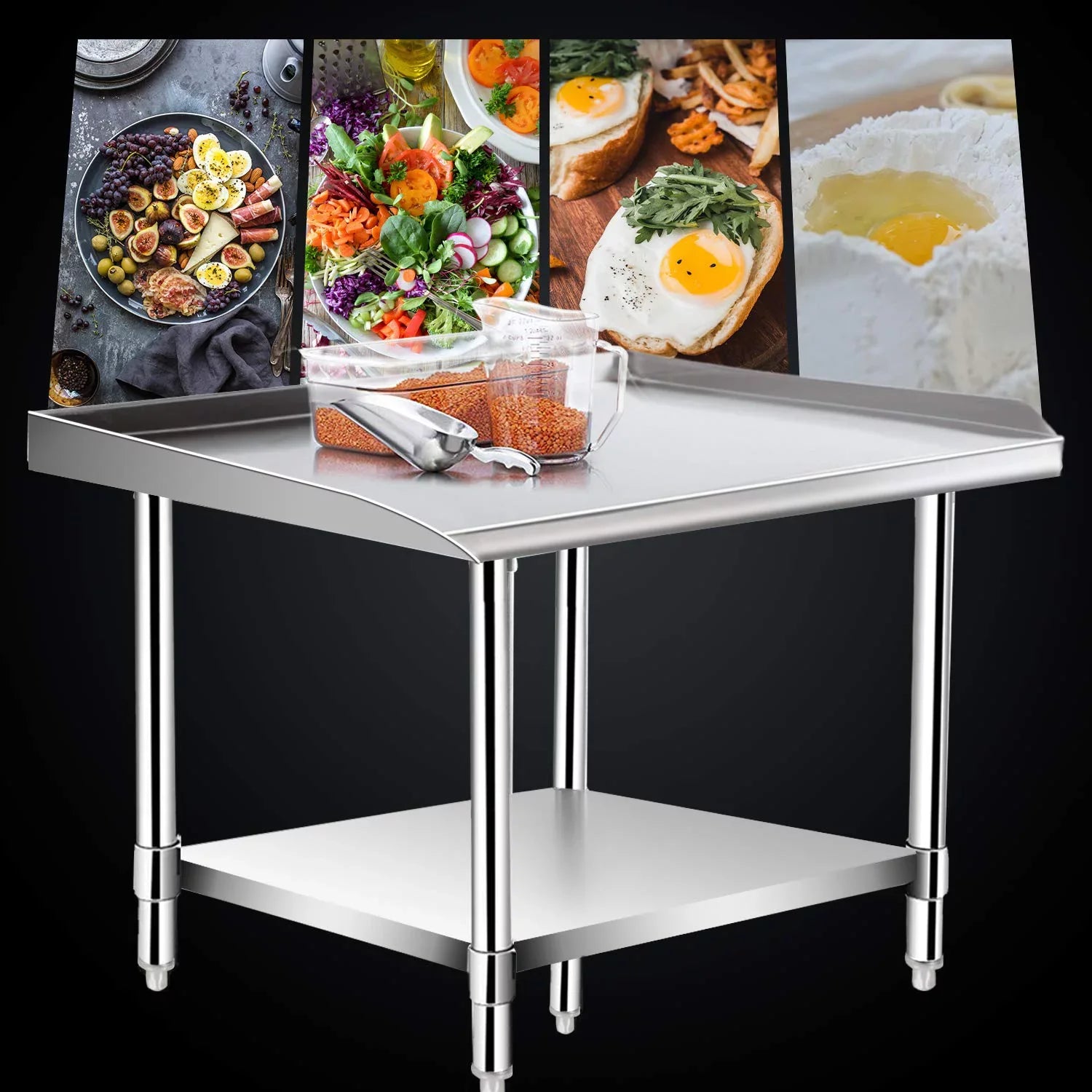 Stainless Steel Work Table - Kitchen & BBQ Table with Undershelf Workstation for Kitchen Home Restaurant Hotel-Heavy Duty Equipment Grill Stand - 24x28 Inches