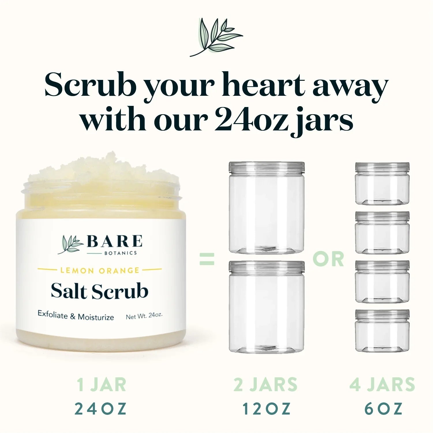 Bare Botanics Body Scrub Lemon Orange Sea Salt Scrub 24 oz