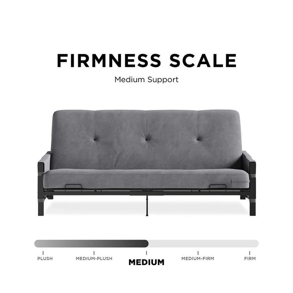 DHP Melbourne Storage Futon with 6" Thermobonded Futon Mattress in Gray