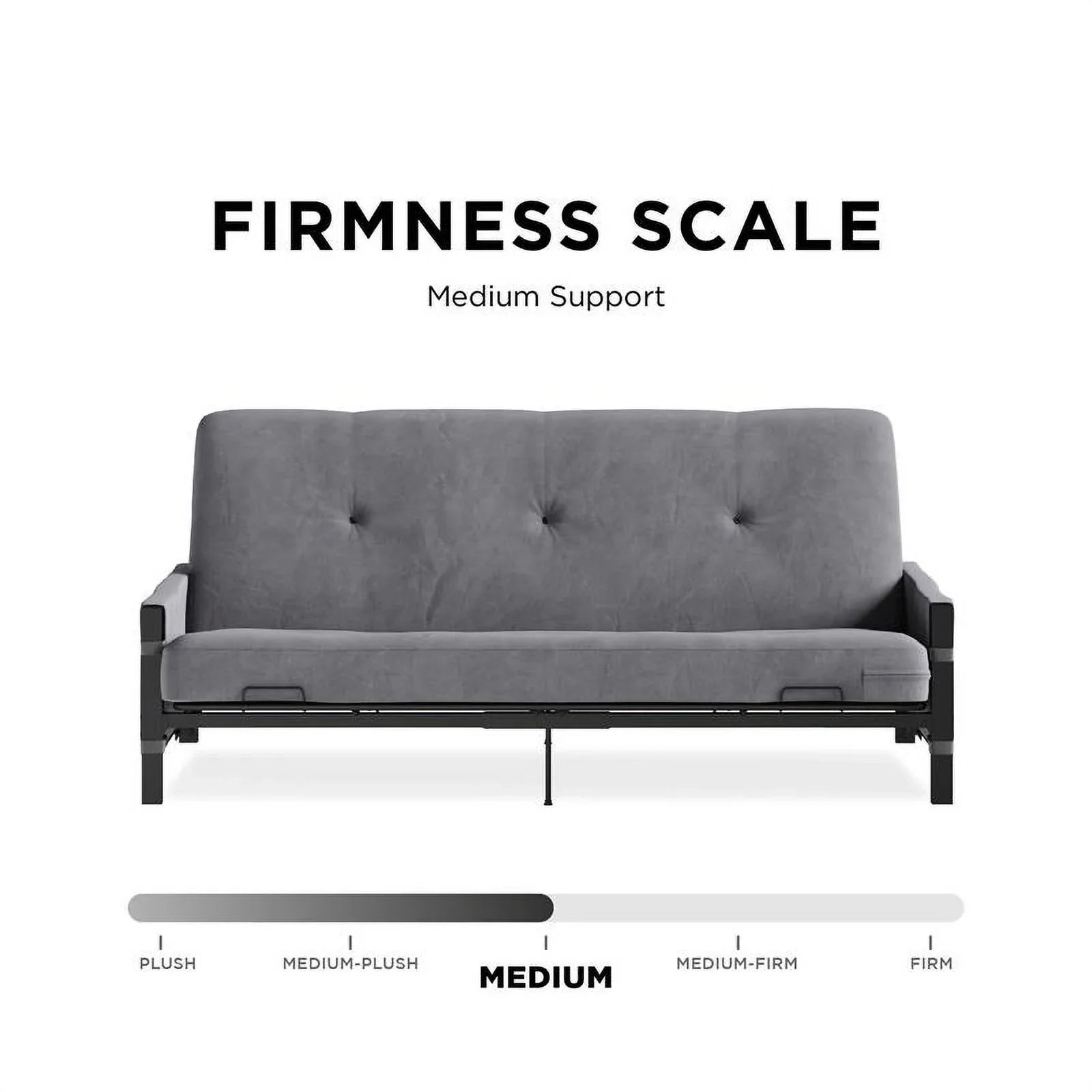 DHP Melbourne Storage Futon with 6" Thermobonded Futon Mattress in Gray