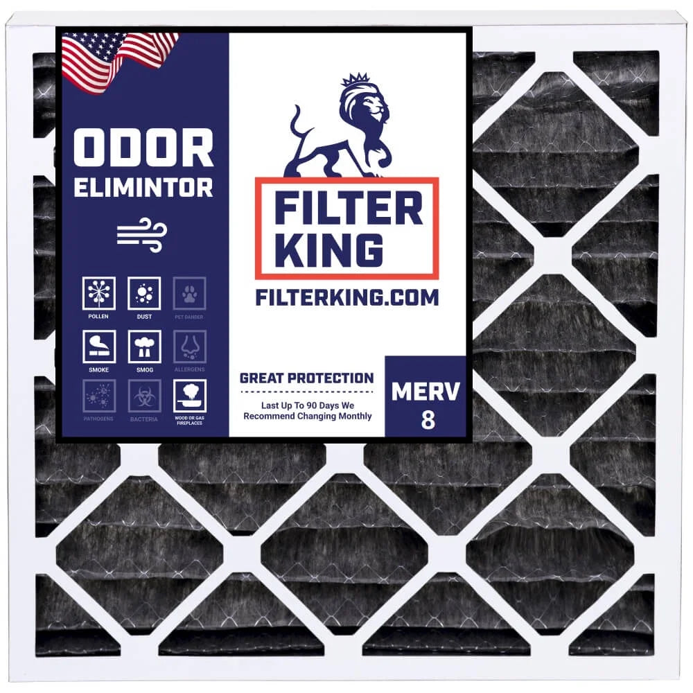 Filter King 16x25x1 Air Filter | 4-PACK | Carbon MERV 8 HVAC Pleated A/C Furnace Filters | MADE IN USA | Actual Size: 15.5 x 24.5 x .75"