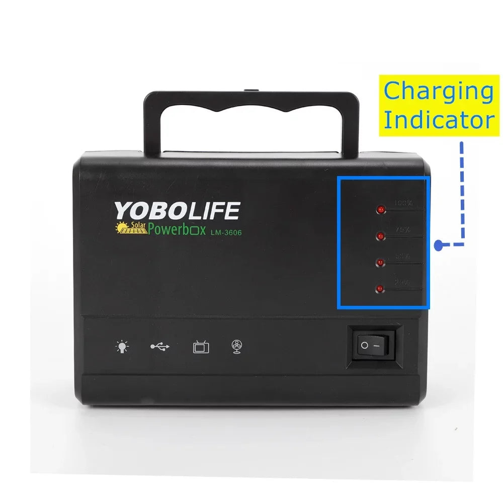 Portable Solar Power Generator Kit, Power Station with Solar Panel with 4 LED Lights for Outdoor Camping