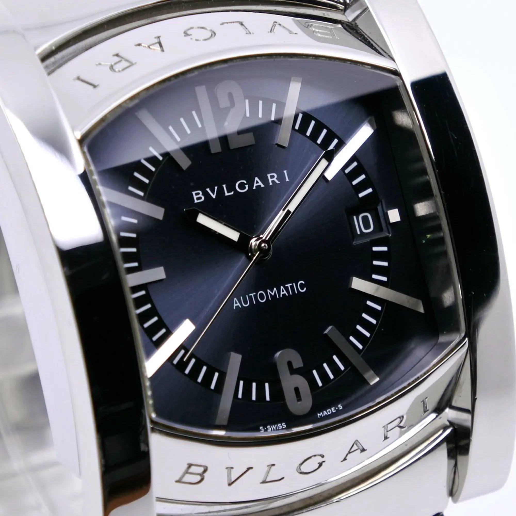 Pre-Owned Bvlgari Ashoma Watch AA48S Stainless Steel Silver Automatic Men's Navy Dial (Good)