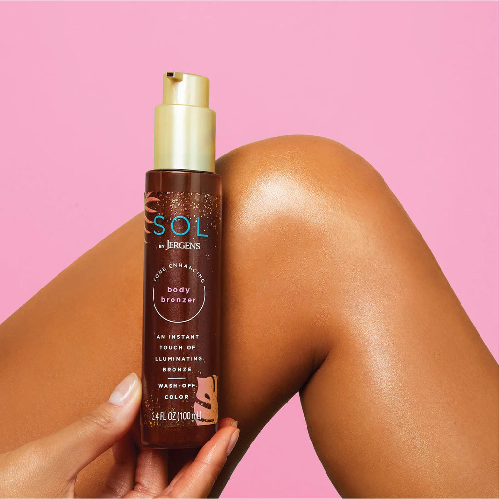 SOL by Jergens Self Tanner Body Bronzer, Sunless Tanner For All Unique Skin Tones, 3.4 fl oz