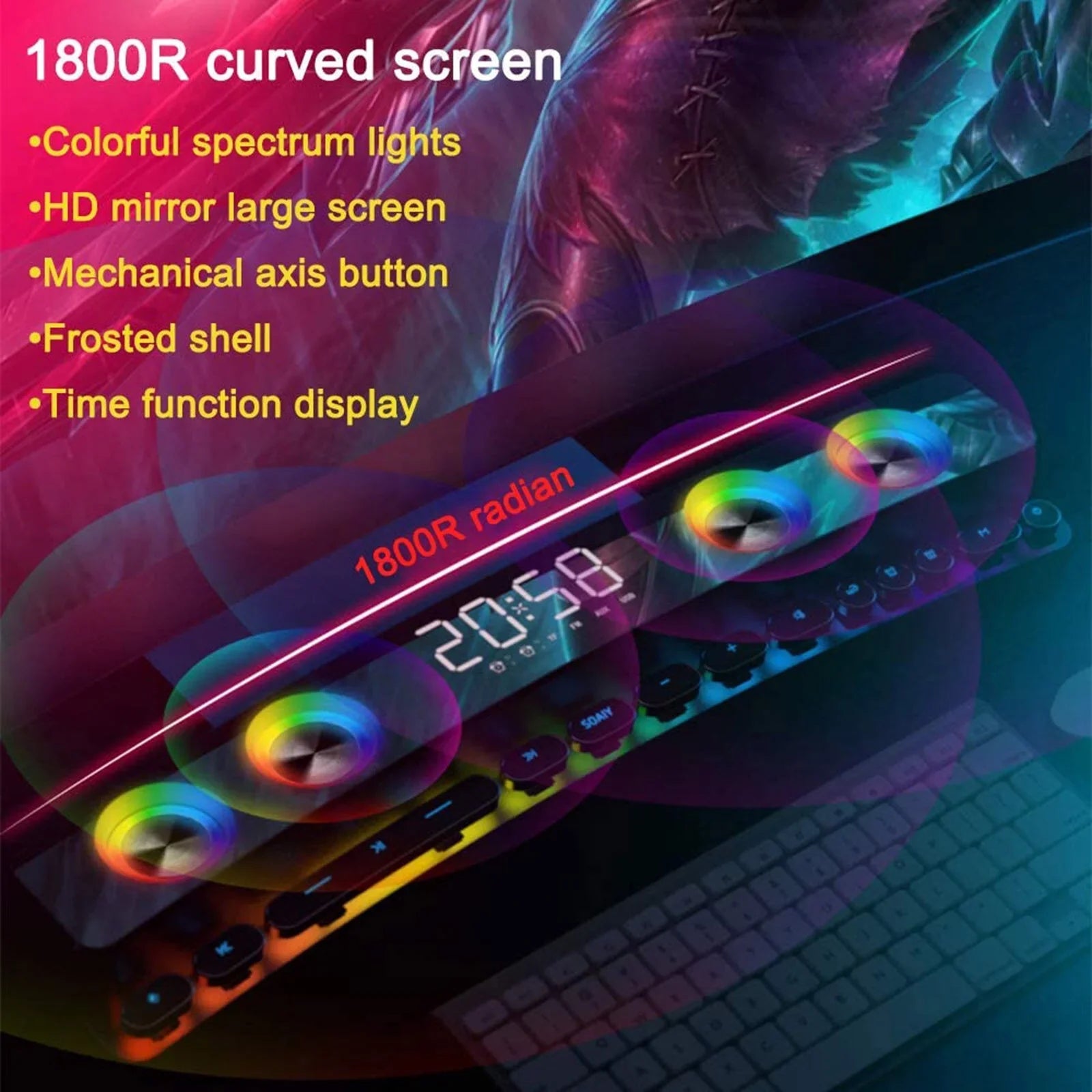soaiy/SH39 Wireless HiFi Speaker Computer Game Subwoofer BT Speaker 3600mAh Sound Bar Stereo Music Player Clock 3D Stereo Bass Surround Sound Box 3.5mm Audio Input for PC Laptop Smartphone Tablet MP3