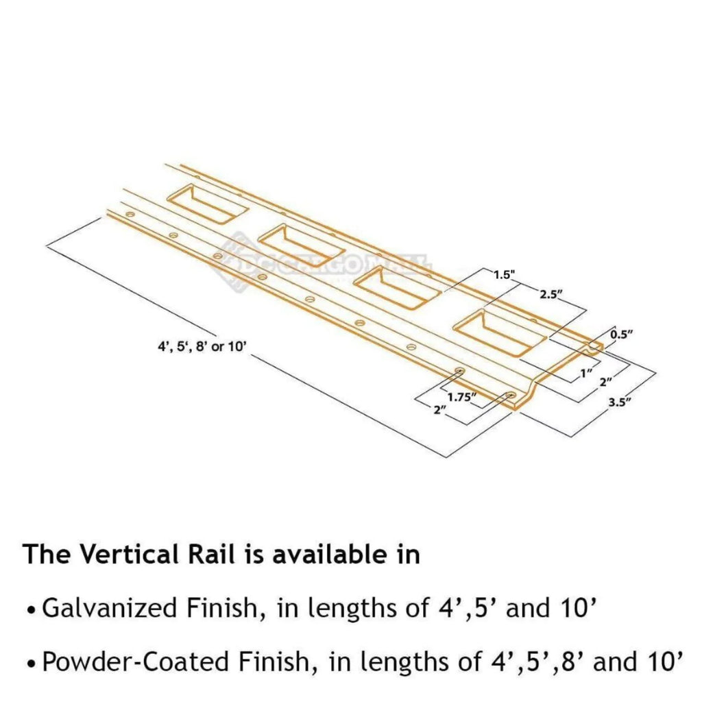 "DC Cargo Mall Four 8-ft E-Track Rails, Vertical Powder Coated TieDowns | Long Heavy Duty Steel Etrack Rails for Trucks, Trailers"