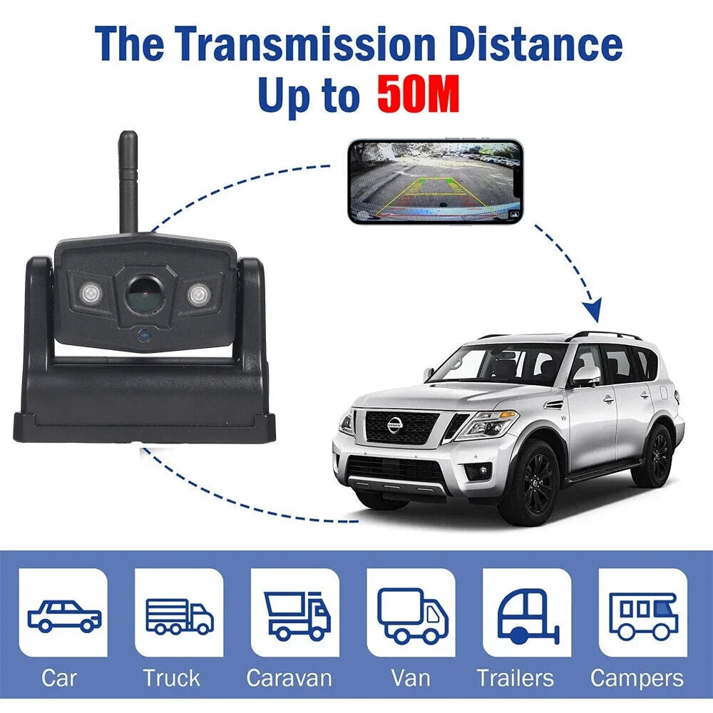 JLLOM 9600mAh Magnetic WiFi Camera - Premium Wireless Backup, Comprehensive Front/Rear Vehicle Views