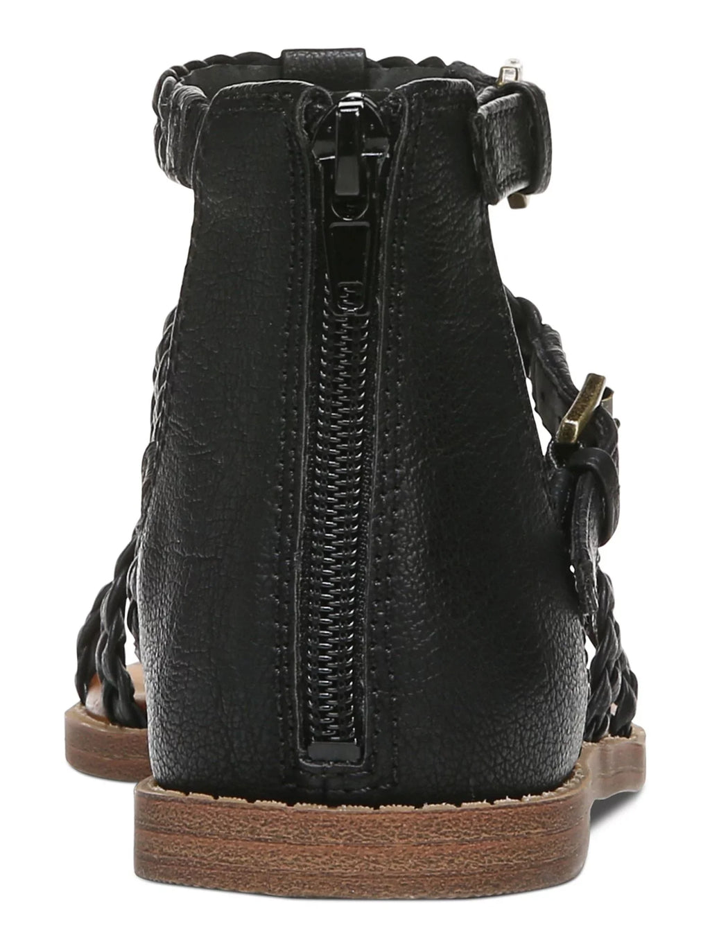 ZODIAC Womens Black Woven Clasp Accent Cushioned Camelia Round Toe Zip-Up Gladiator Sandals Shoes 5.5 M