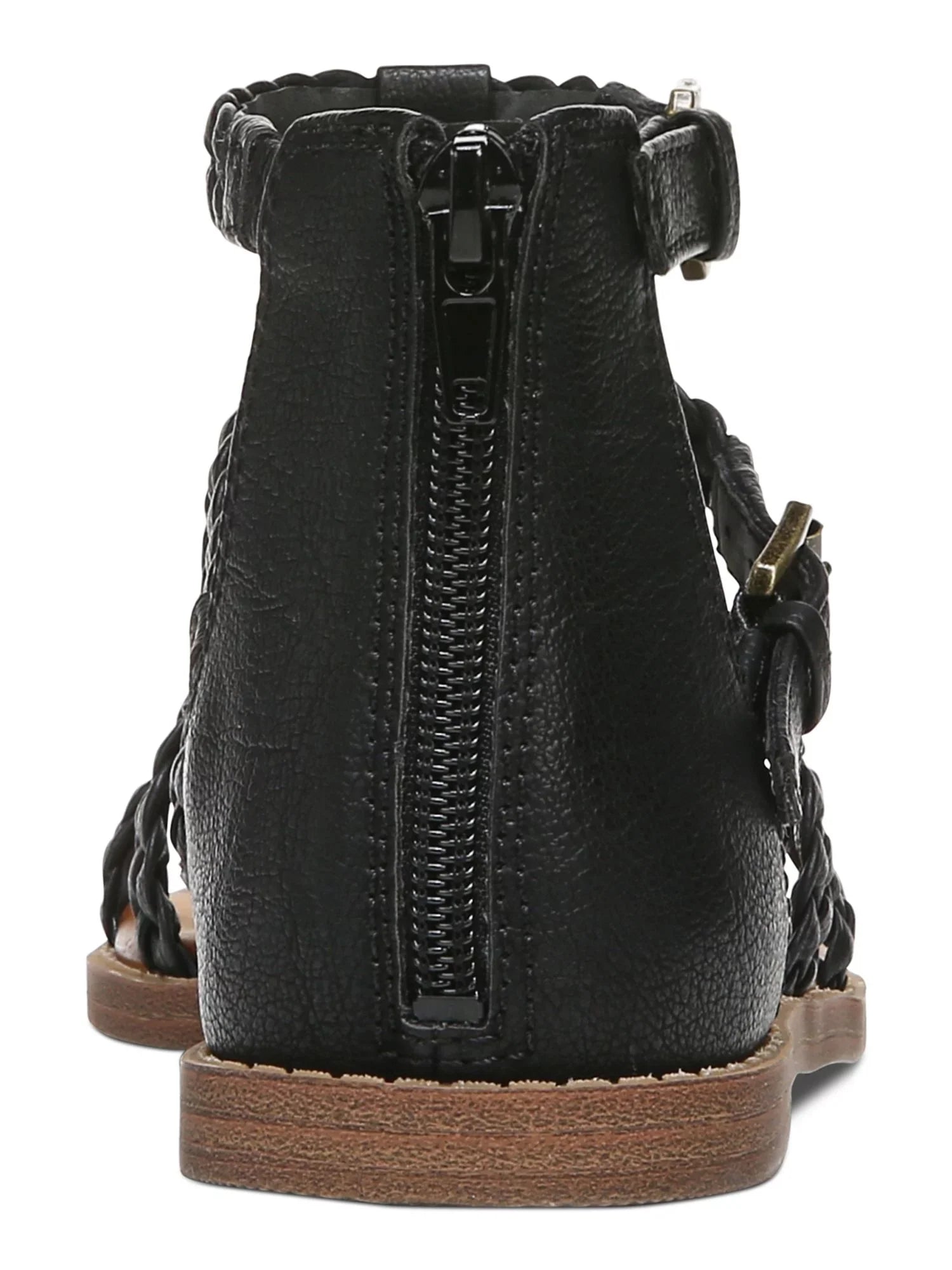 ZODIAC Womens Black Woven Clasp Accent Cushioned Camelia Round Toe Zip-Up Gladiator Sandals Shoes 5.5 M