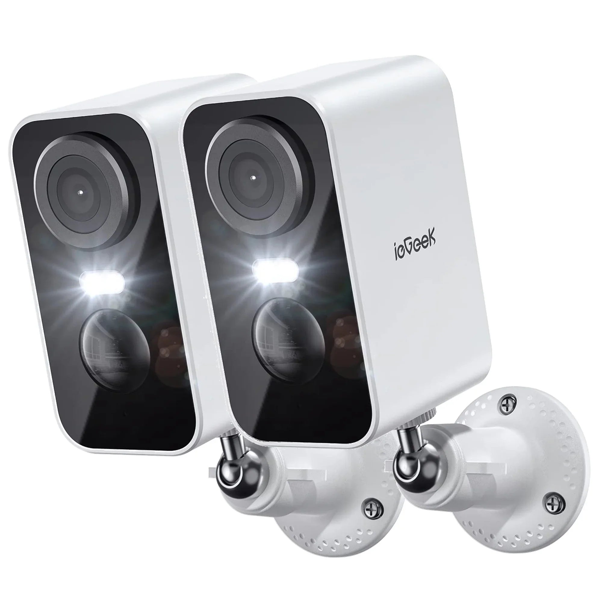 ieGeek, Wireless Security Camera, Outdoor, WiFi, Battery Powered, 2K Color Night Vision, Spotlight & Siren Wireless Camera, 2 Pack