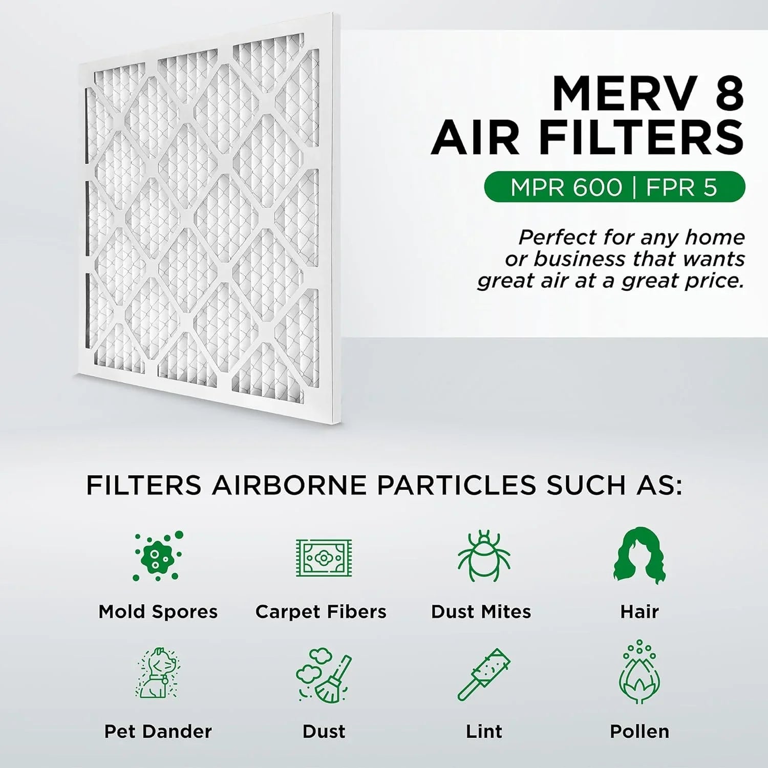 14X14x1 MERV 8 Pleated HV Furne Air Filters. Case Of 12. Size: 13-3/4 X 13-3/4 X 3/4