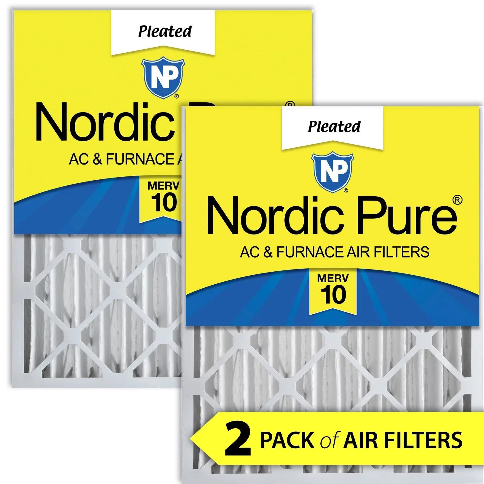 Nordic Pure 20x25x4 (3 5/8) Pleated MERV 10 Air Filters 2 Pack