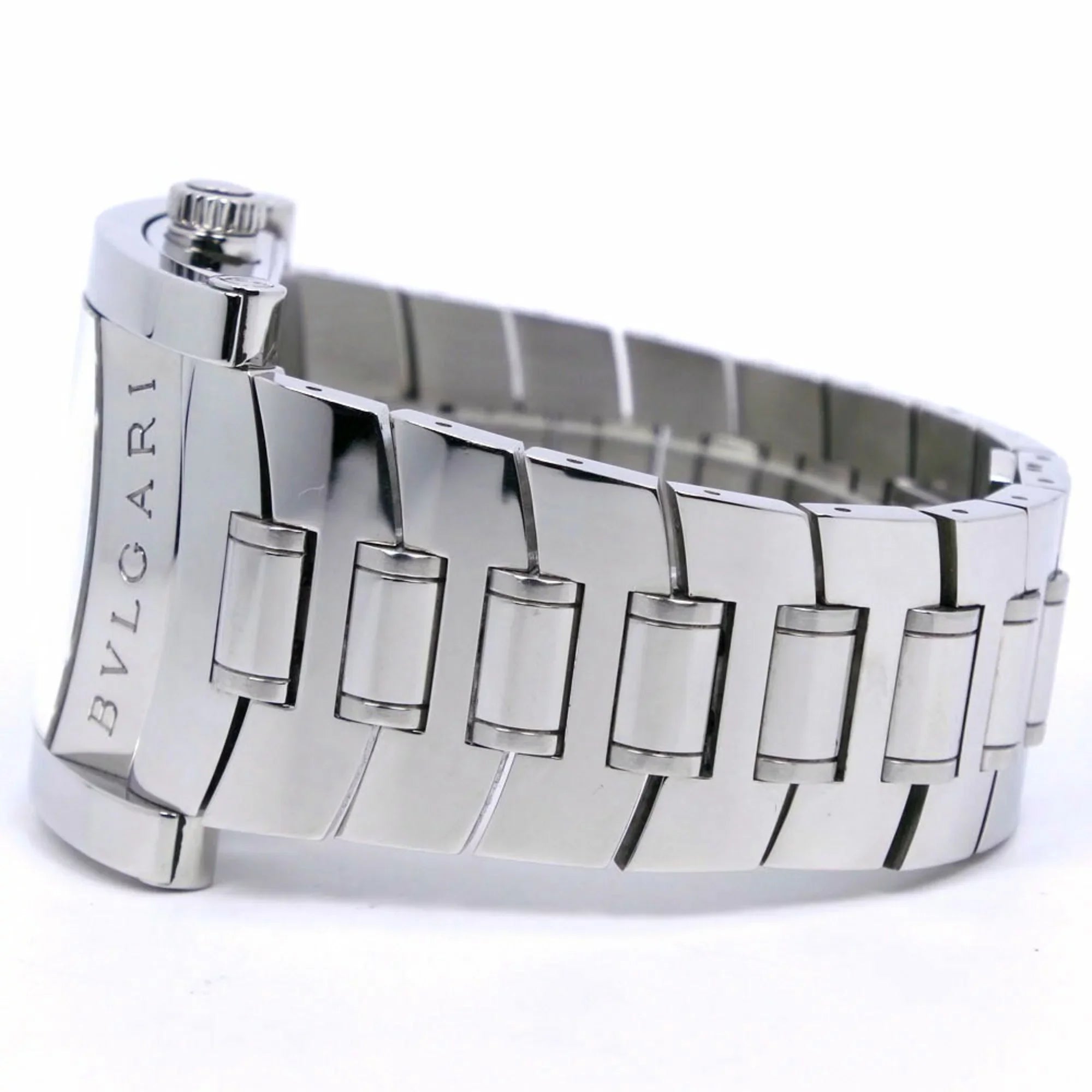 Pre-Owned Bvlgari Ashoma Watch AA48S Stainless Steel Silver Automatic Men's Navy Dial (Good)