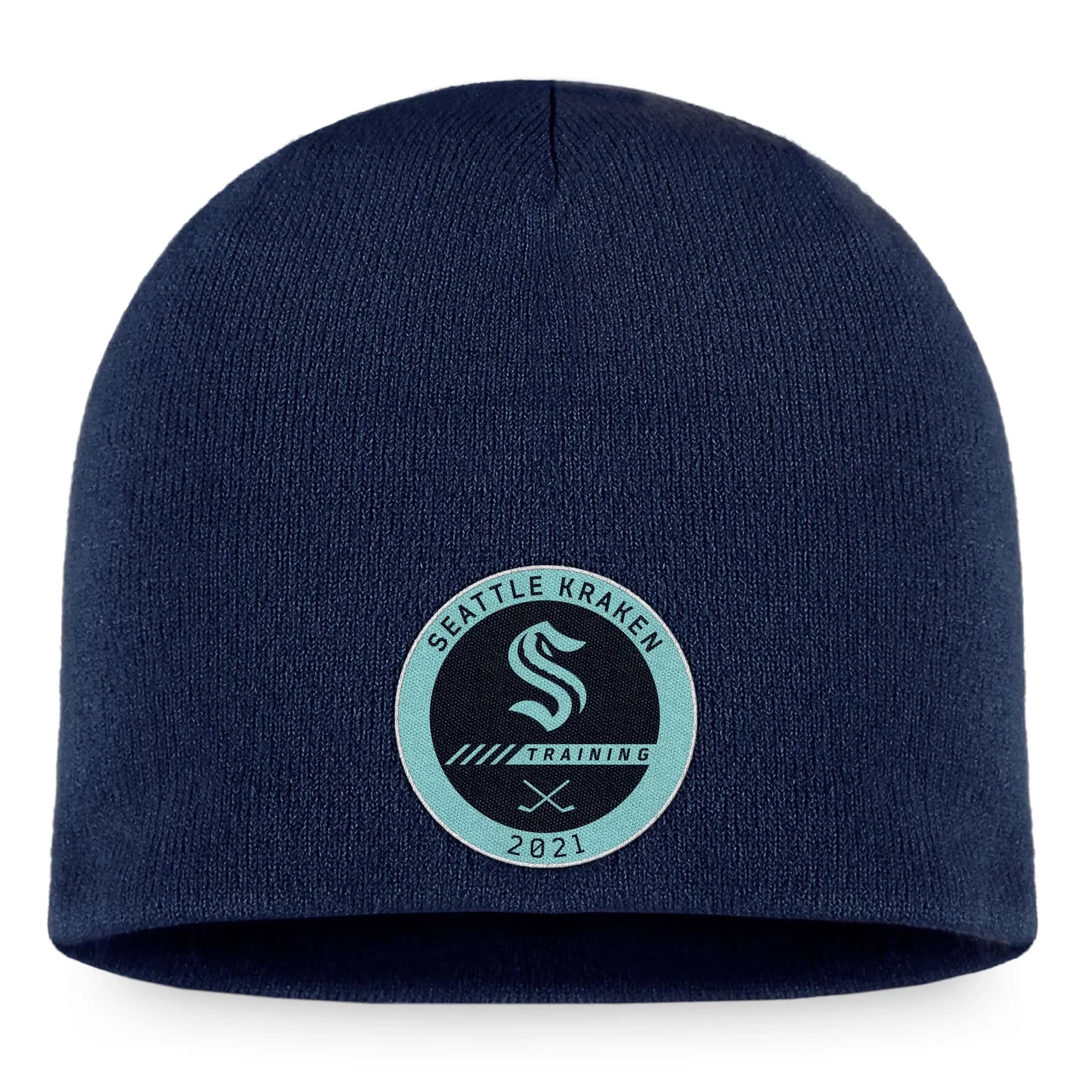 Men's Fanatics Branded Deep Sea Blue Seattle Kraken 2022 Training Camp Authentic Pro Beanie - OSFA