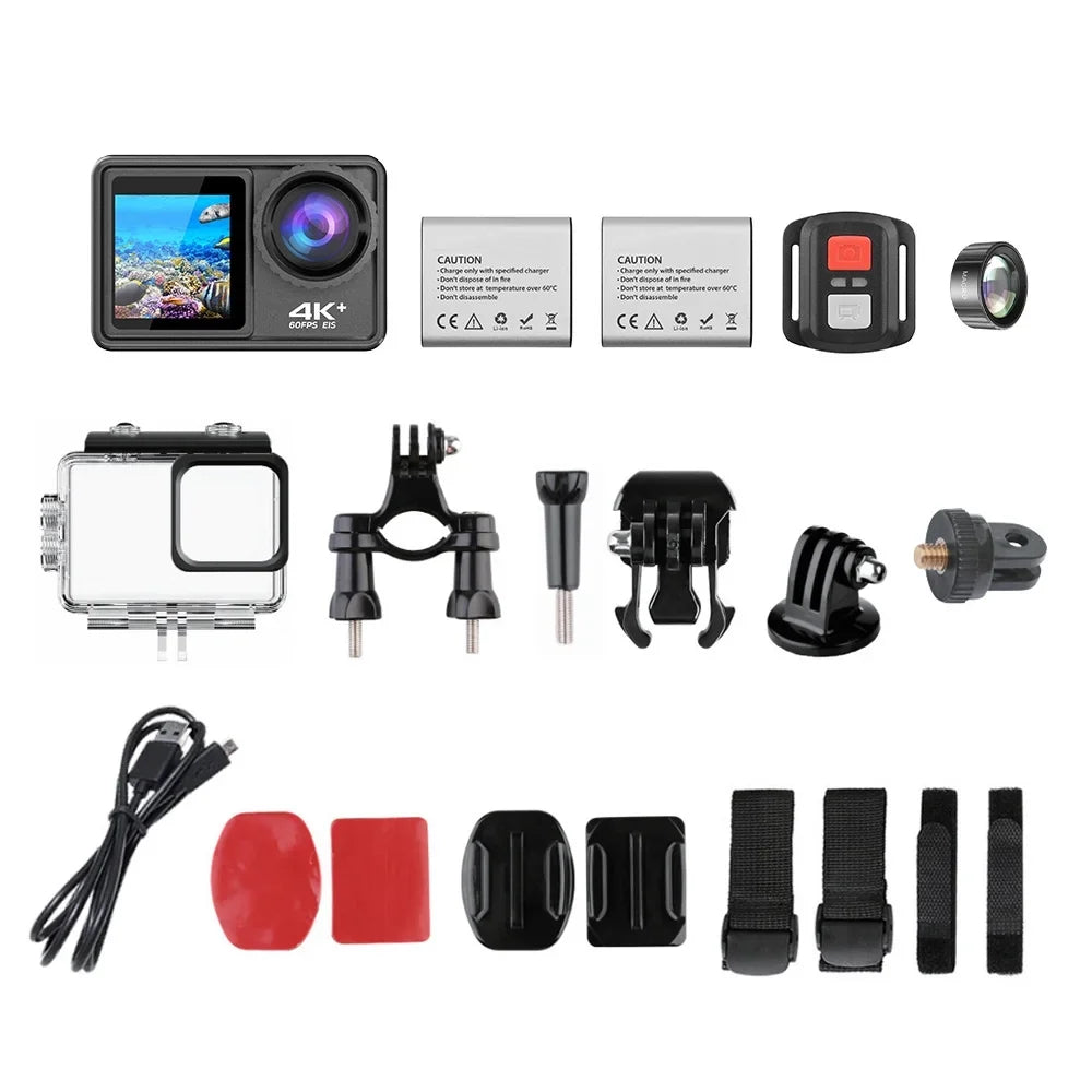 GoolRC 4K 24MP Dual Screen Sport DV 2.0 Inch Screen 170° Wide Angle EIS 40m Waterproof WiFi with Macro Lens Remote Control for Sports