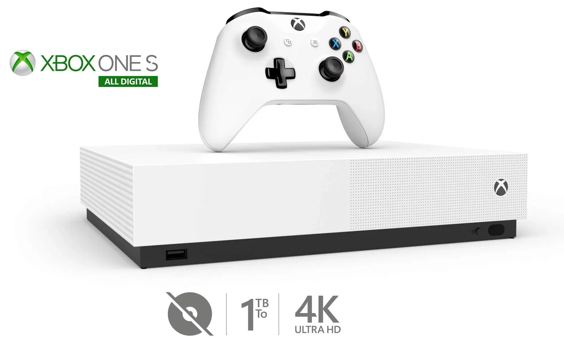 Restored Microsoft Xbox One S 1TB AllDigital Edition Console with Xbox One Wireless Controller (Refurbished)