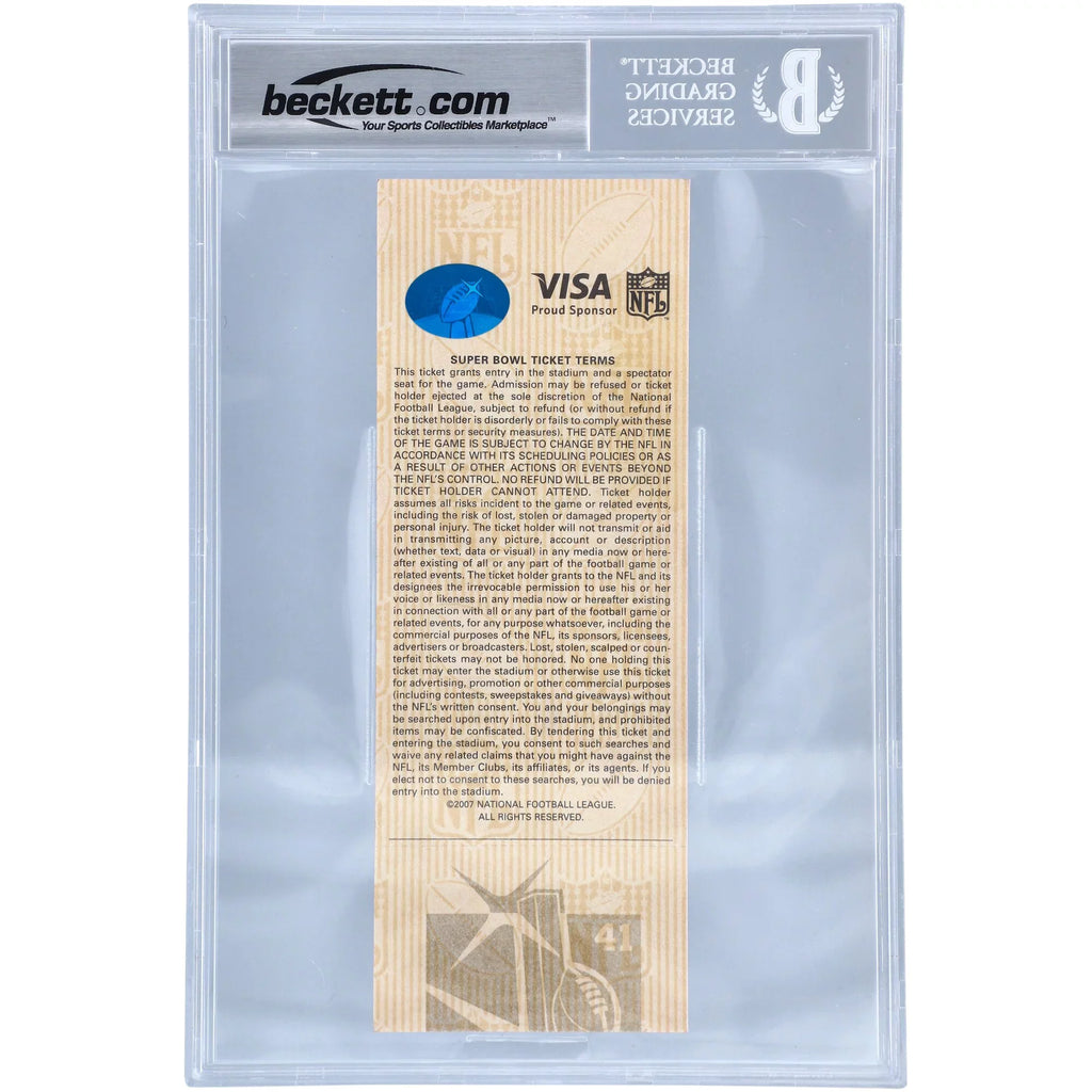 Peyton Manning Indianapolis Colts Autographed Super Bowl XLI Ticket with "SB XLI MVP" Inscription - Beckett/Fanatics Graded 10 - Fanatics Authentic Certified