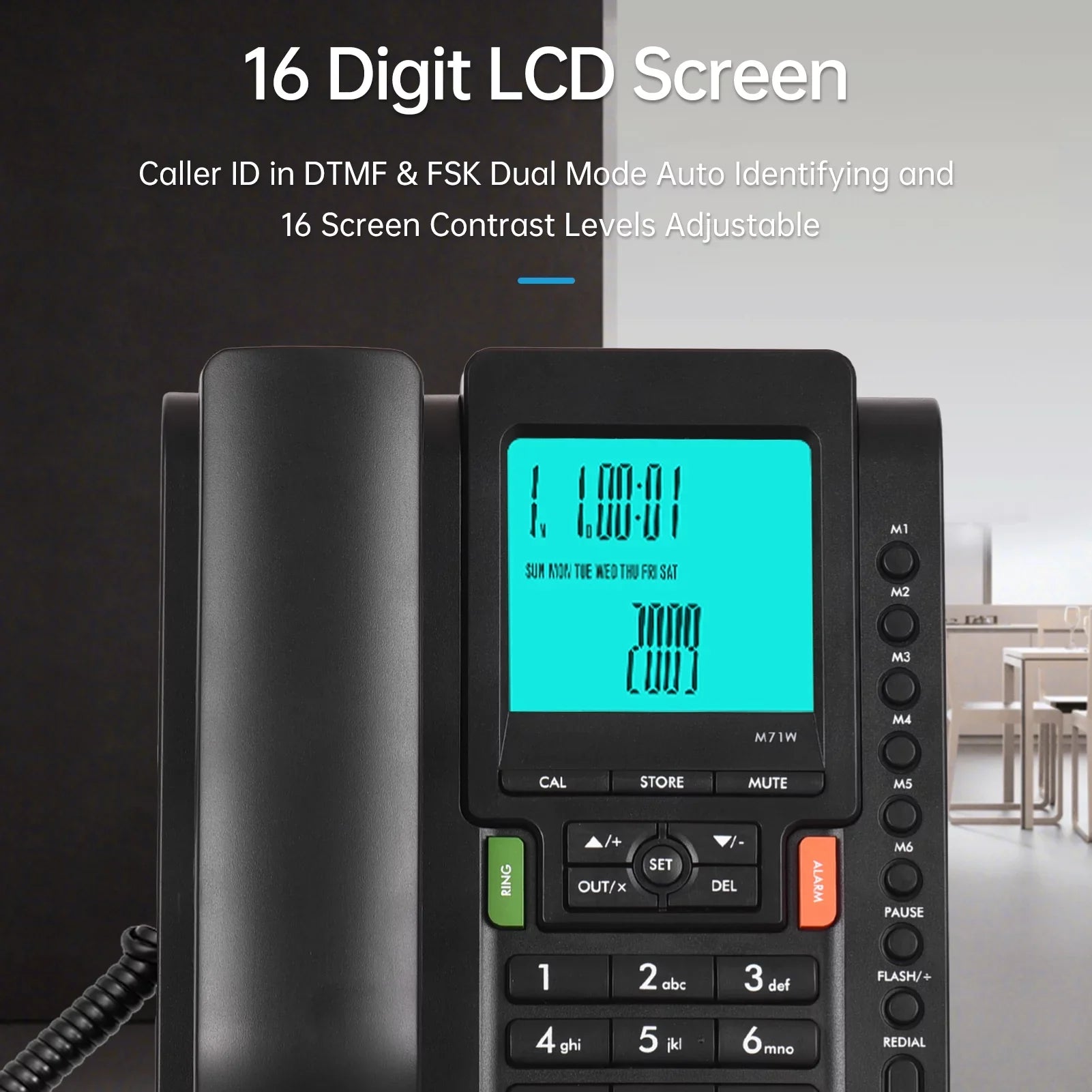 Black Bisofice Landline Phone with Hands Free, Redial, and Speed Dial for Business Hotel