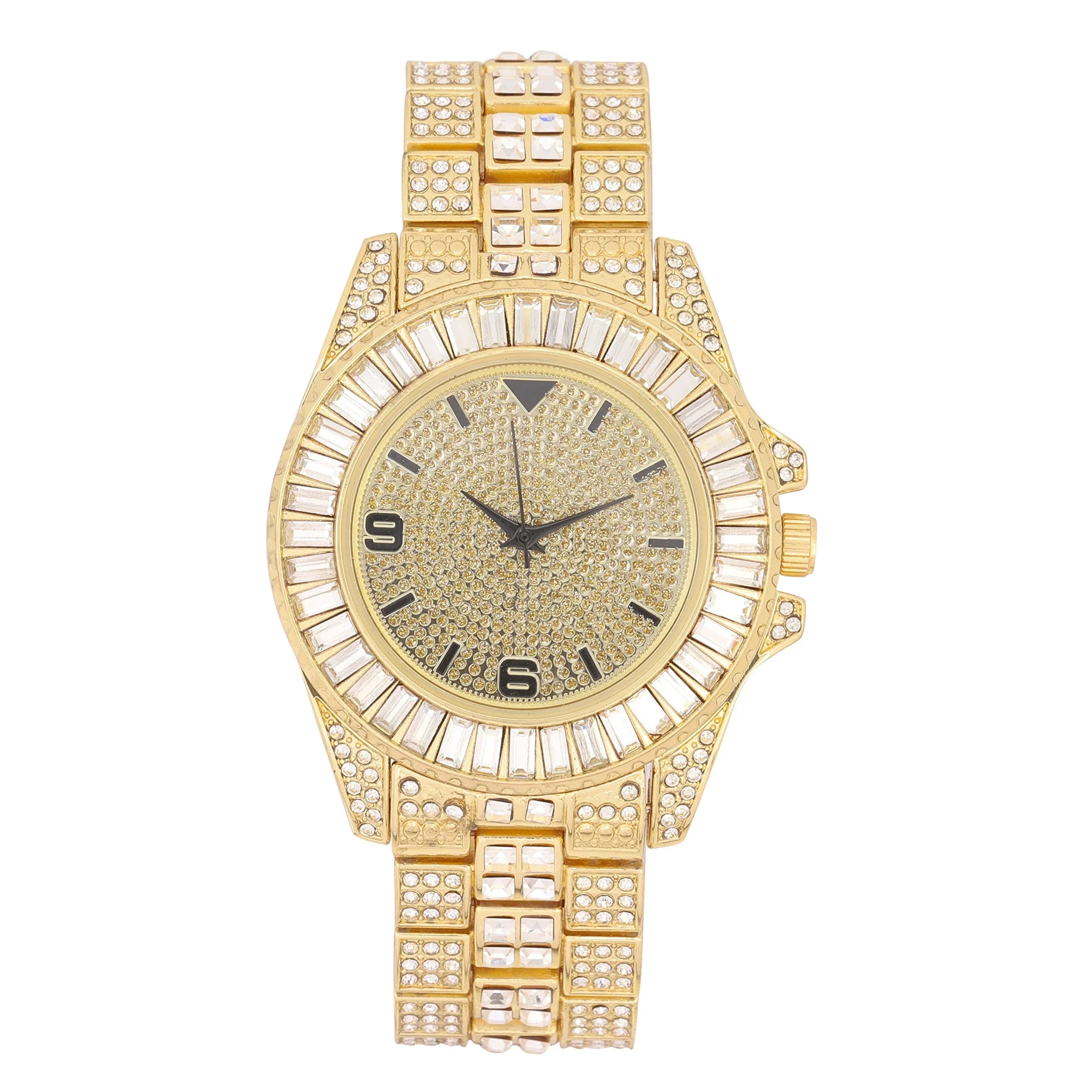 King and Queen Bling'ed Out His and Hers Hip Hop Matching Watch Set - Perfect for Today's Power Couple on Point - ST10327ML His/Hers (ST10372Gold Gold)