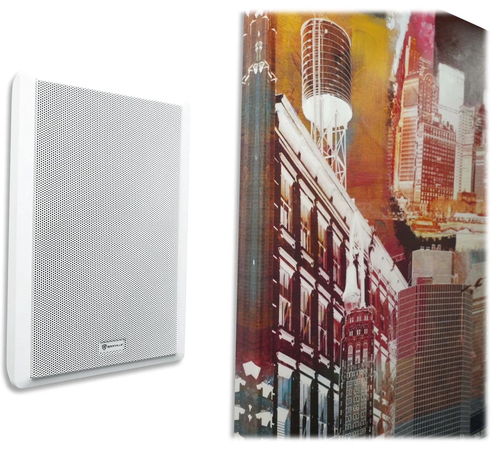 JBL 2-Channel Amplifier+(12) Slim White Wall Speakers for Restaurant/Bar/Cafe