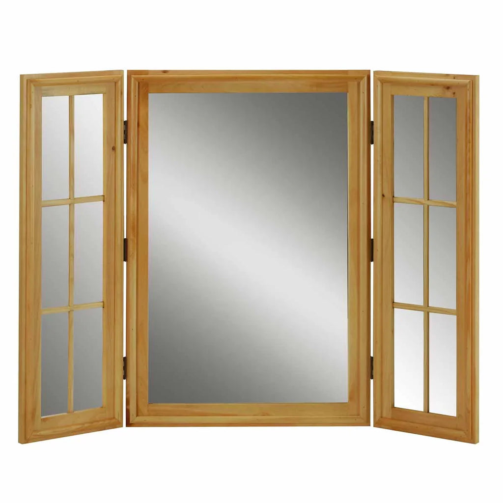 Vintage Vanity Mirror Triple Windowpane Country Pine | Renovator's Supply