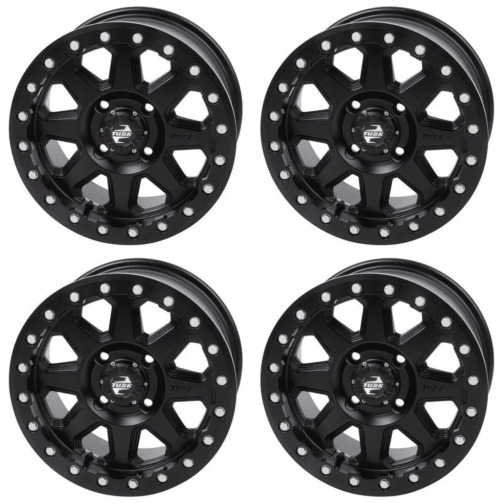 (4 Pack) 4/137 Tusk Uinta Beadlock Wheel 14X7 4.0 + 3.0 Matte Black For Can-Am Defender Hd10 Pro Lone Star 2021-2022